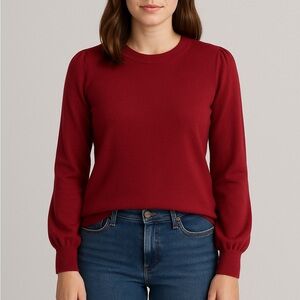 The Limited Red Puff Sleeve Crewneck Sweater | Women’s Size M Causal/Fall/Winter